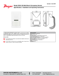 Thumbnail of document Manual - OSW-100 - Wall Mount Occupancy Sensor